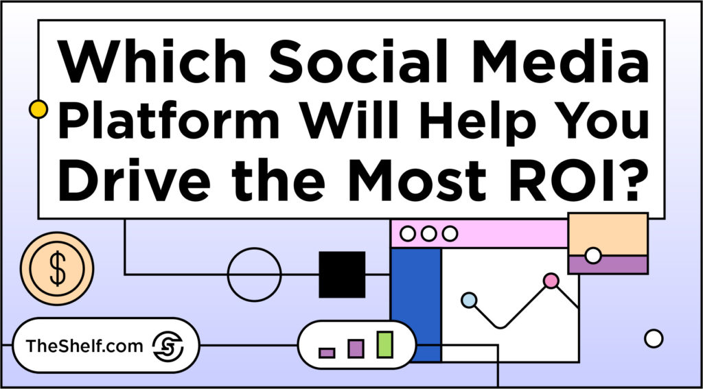 Purple graphic with internet and coin icons below the text: Which Social Media Platform Will Help You Drive the Most ROI?
