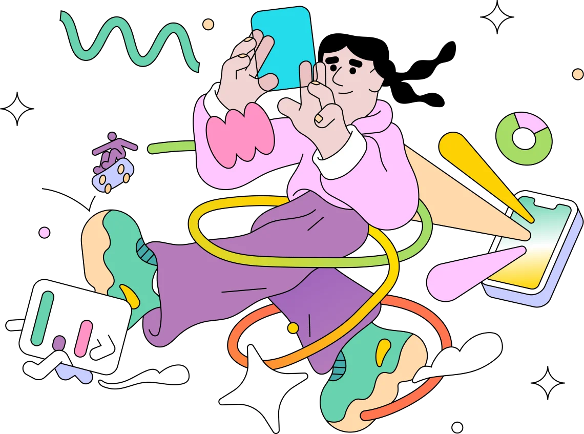 Colorful illustration of performance engine process for influencer marketing. The Shelf Influencer Marketing Agency demonstrates a long history of building influencer campaigns for clicks and conversions, not just awareness.